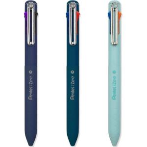 Pentel iZee 4 Colour Ballpoint Pen – Deep Blue, Deep Violet & Sky Blue Barrels – Multi Ink – Pack of 3