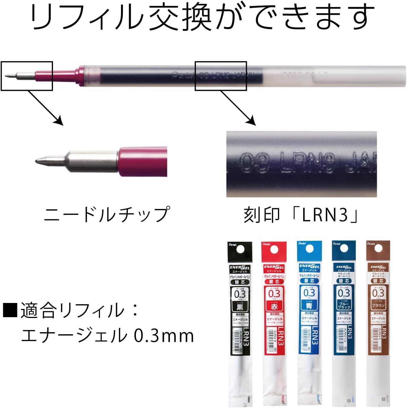 image:imagePentel BLN73A EnerGel Ink Ballpoint Pen 03 Black 10 Pieces001 inch 03 mm Black Silver Shaft