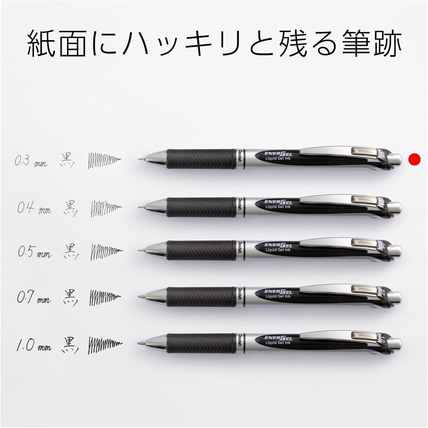 image:imagePentel BLN73A EnerGel Ink Ballpoint Pen 03 Black 10 Pieces001 inch 03 mm Black Silver Shaft