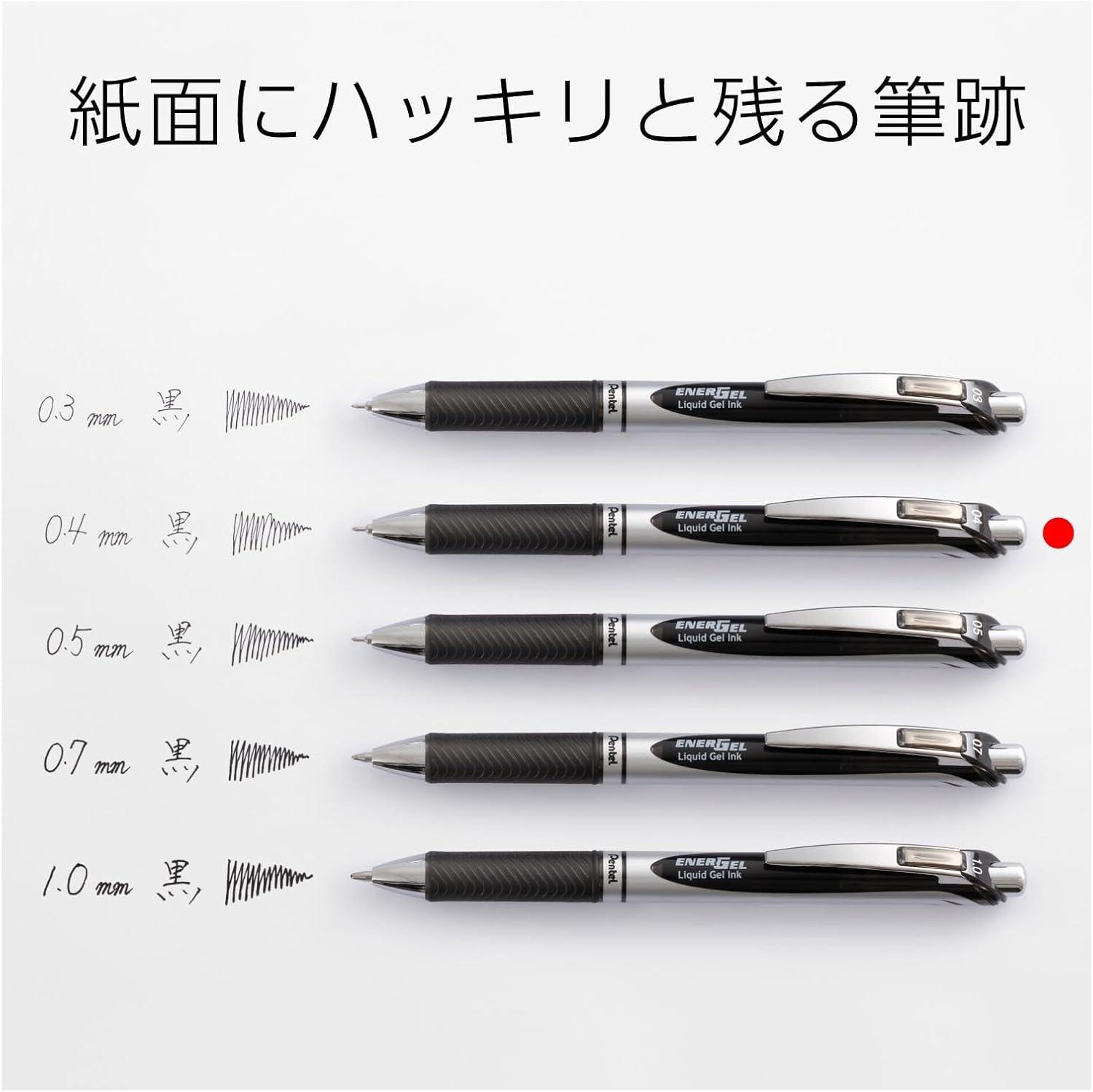 image:imagePentel BLN73A EnerGel Ink Ballpoint Pen 03 Black 10 Pieces002 inch 04 mm Black Silver Shaft