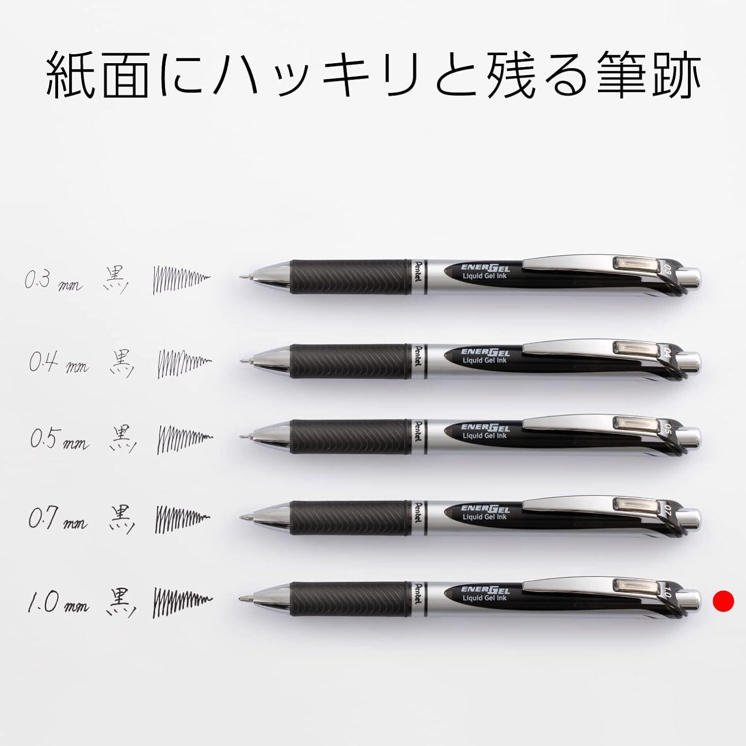 image:imagePentel BLN73A EnerGel Ink Ballpoint Pen 03 Black 10 Pieces10 mm Black Silver Shaft