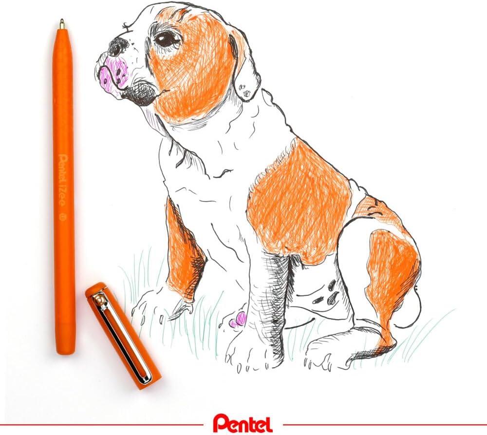 image:imagePentel IZee BX460A Cap Ballpoint Pen with Metal Clip 05 mm Line Width Black Pack of 12ORANGE