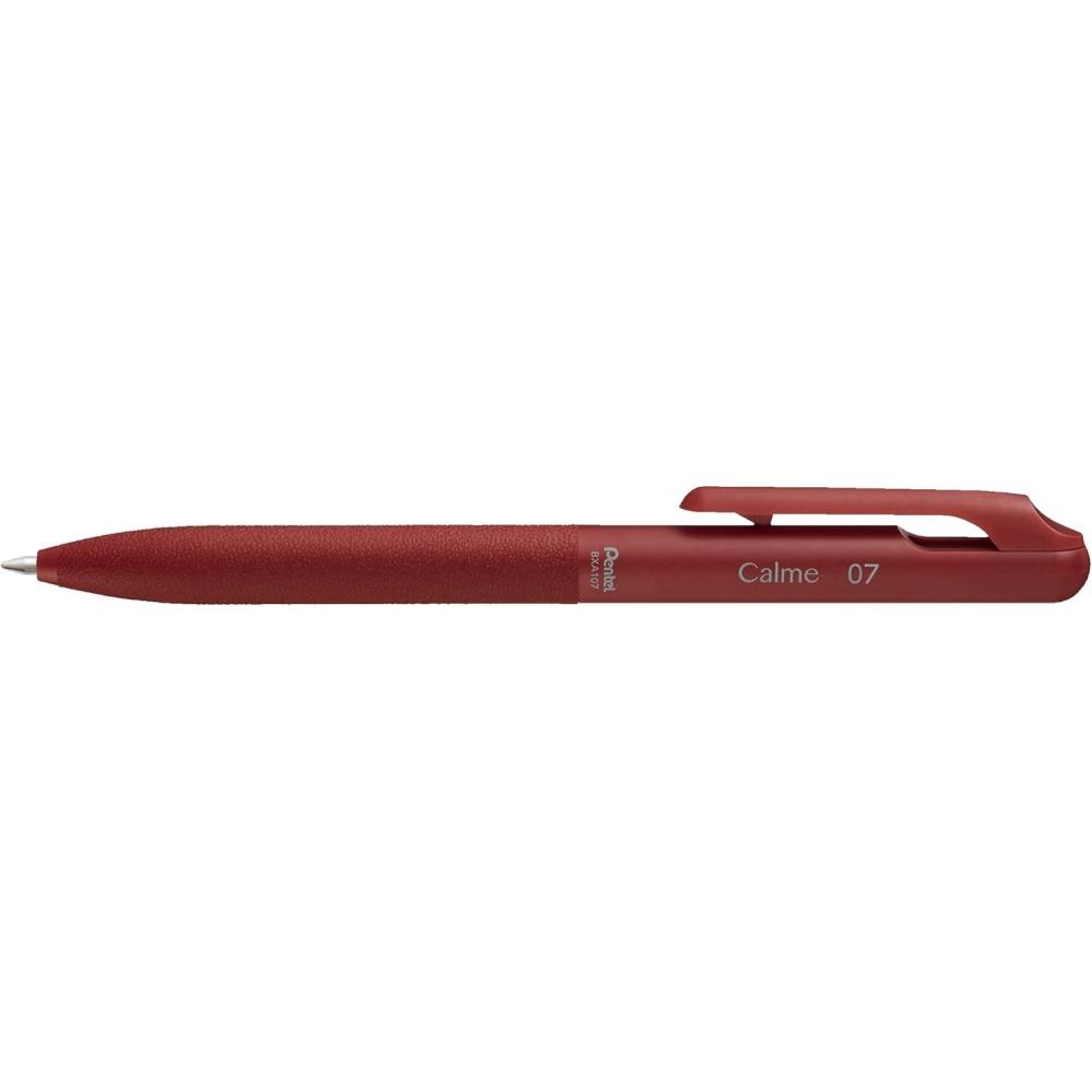 image:imagePentel BXA107CC Calme ballpoint pen clearly dampened click noise grip zone in leather look refillable ball 07 mm line width 035 mm ink colour blue pack of 1red