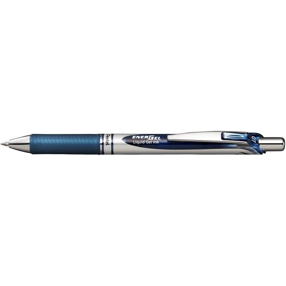 image:imagePentel Energel Knock Ballpoint Pen 07mm Triagle Tip Black Ink Siver Body with Black Accent BL77ABlackblue
