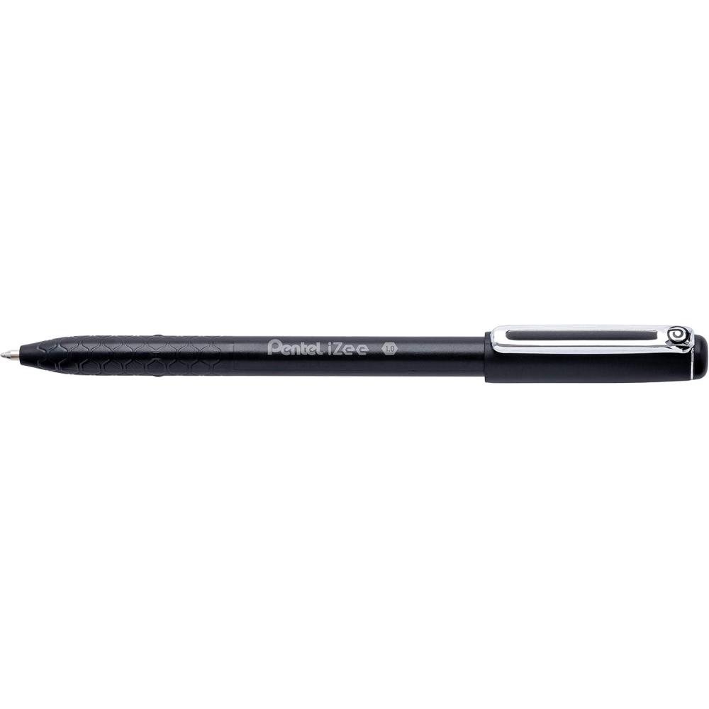 image:imagePentel IZee BX460A Cap Ballpoint Pen with Metal Clip 05 mm Line Width Black Pack of 12Black