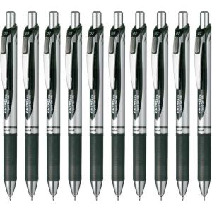 Pentel BLN73-A EnerGel Ink Ballpoint Pen, 0.3, Black, 10 Pieces(0.01 inch (0.3 mm) Black Silver Shaft:)