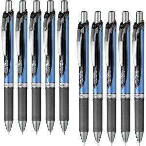 Pentel BLN73-A EnerGel Ink Ballpoint Pen, 0.3, Black, 10 Pieces(0.02 inch (0.5 mm) Black [Blue Shaft])