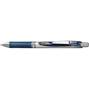 Pentel Energel Knock Ballpoint Pen, 0.7mm Triagle Tip, Black Ink, Siver Body with Black Accent (BL77-A)(Black-blue)