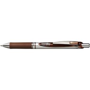 Pentel Energel Knock Ballpoint Pen, 0.7mm Triagle Tip, Black Ink, Siver Body with Black Accent (BL77-A)(Brown)