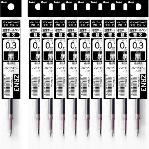 Pentel Oil Based Ballpoint Pen, Flowtune 0.3mm, Black, 10 Pens BZN203-A(Refill Black)