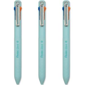 Pentel iZee 4 Colour Ballpoint Pen – Sky Blue Barrel – Multi Ink – Orange, Pink, Sky Blue & Violet Ink – Pack of 3