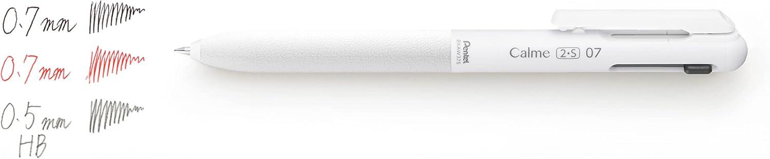 image:imagePentel BXAW375W Calme MultiFunctional Ballpoint Pen 003 inches 07 mm Sharp 002 inches 05 mm Grayish White
