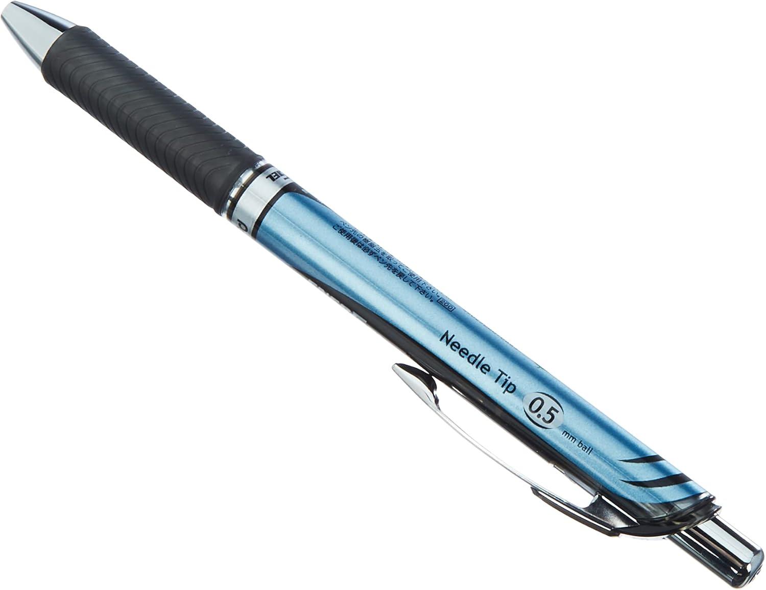 image:imagePentel Energel Knock Ballpoint Pen 05mm Needle Tip Blue Body with Black Accent BLN75A