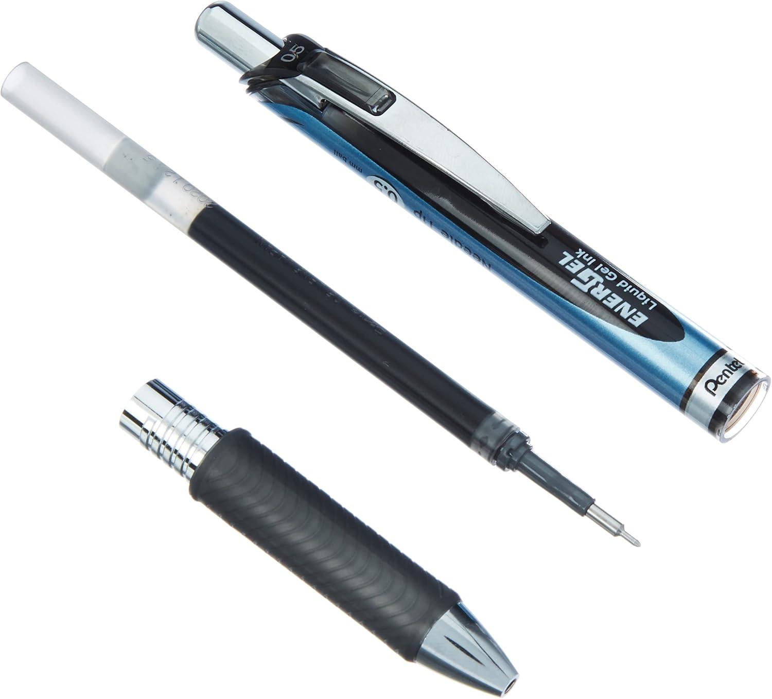 image:imagePentel Energel Knock Ballpoint Pen 05mm Needle Tip Blue Body with Black Accent BLN75A