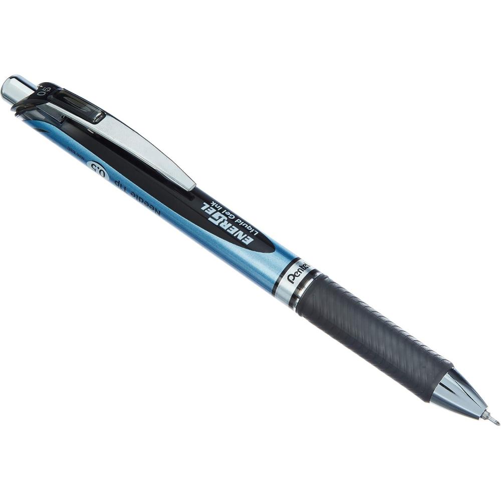 image:imagePentel Energel Knock Ballpoint Pen 05mm Needle Tip Blue Body with Black Accent BLN75A