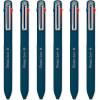 Pentel iZee 4 Colour Ballpoint Pen, Work Pens, Deep Blue Barrel, Multi Ink – Black, Blue, Red & Green Ink, Pack of 6