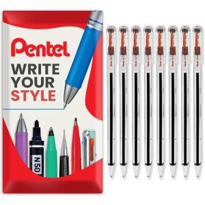 Pentel Superb Ballpoint Pen Ball Point Pens 0.7mm Nib Tip 0.25mm Line Width Fine Line Refillable Ink BK77 – Red Ink (8)(8)