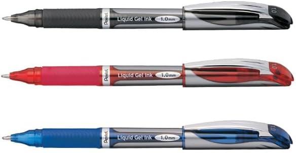 image:imagePentel ENERGEL Deluxe Liquid Gel Pen Bold Line Metal Tip Black Ink Box of 12 BL60ARed