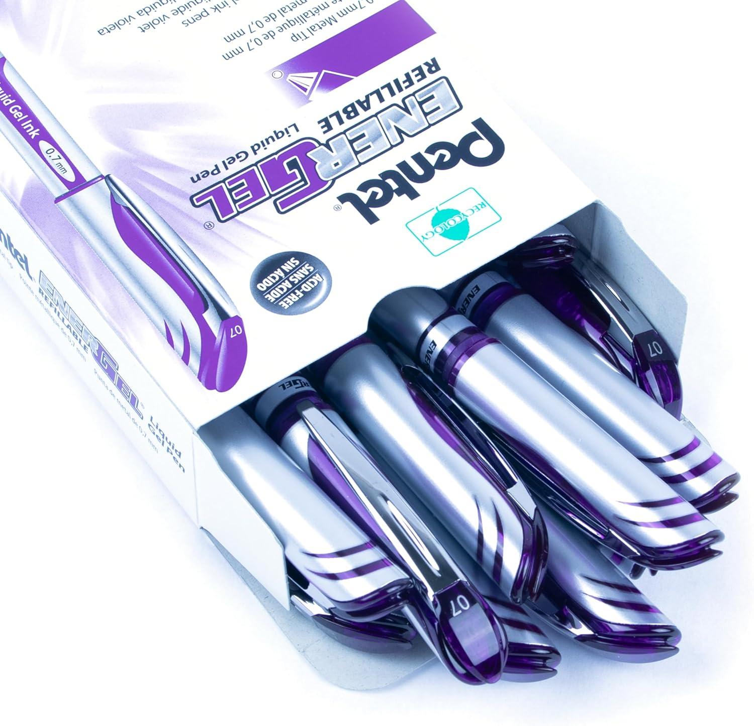 image:imagePentel EnerGel Deluxe Liquid Gel Pen Medium Line Metal Tip Black Ink Box of 12 BL57AViolet