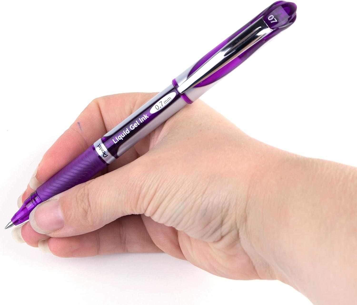 image:imagePentel EnerGel Deluxe Liquid Gel Pen Medium Line Metal Tip Black Ink Box of 12 BL57AViolet