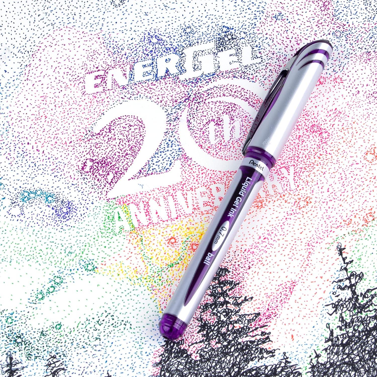 image:imagePentel EnerGel Deluxe Liquid Gel Pen Medium Line Metal Tip Black Ink Box of 12 BL57AViolet