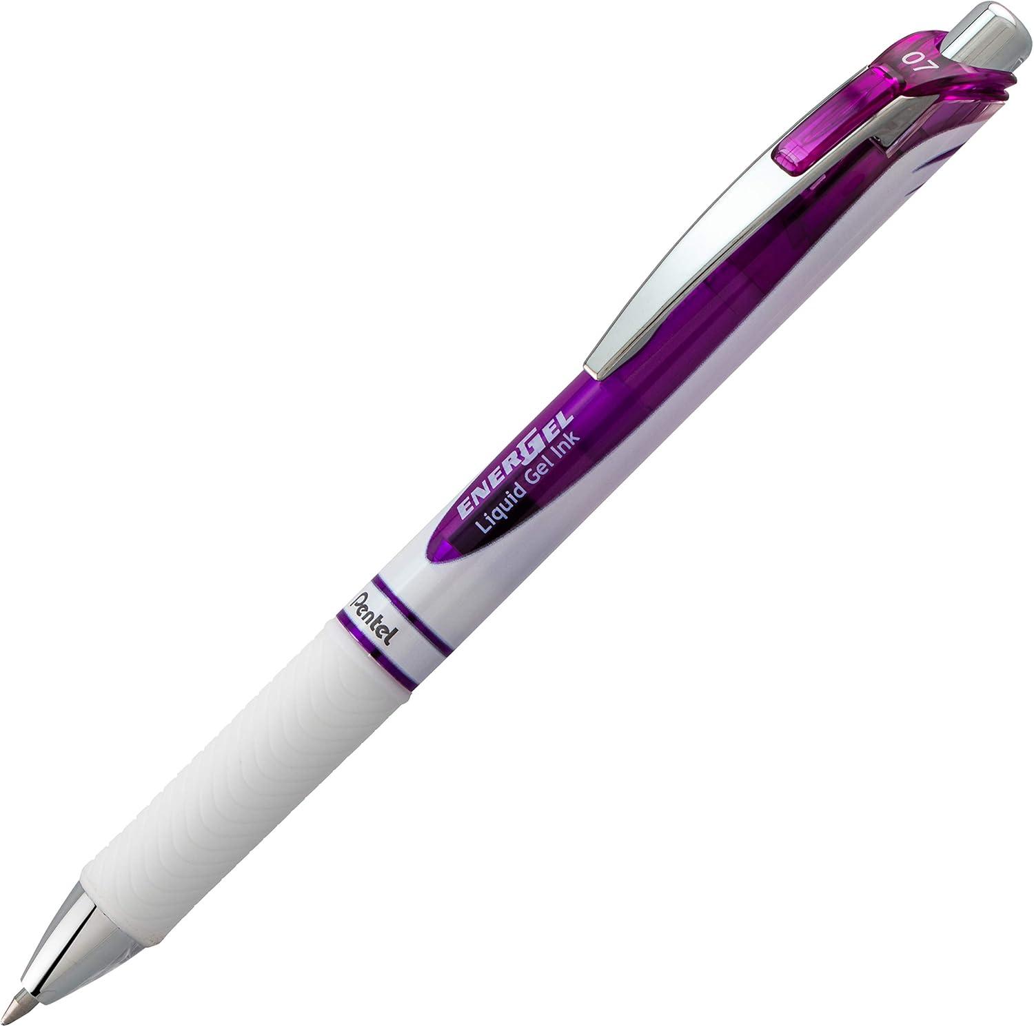 image:imagePentel EnerGel Pearl Deluxe RTX Retractable Liquid Gel Pen 07mm Accent Blue Ink 2 Pack BL77WBP2CPinkViolet