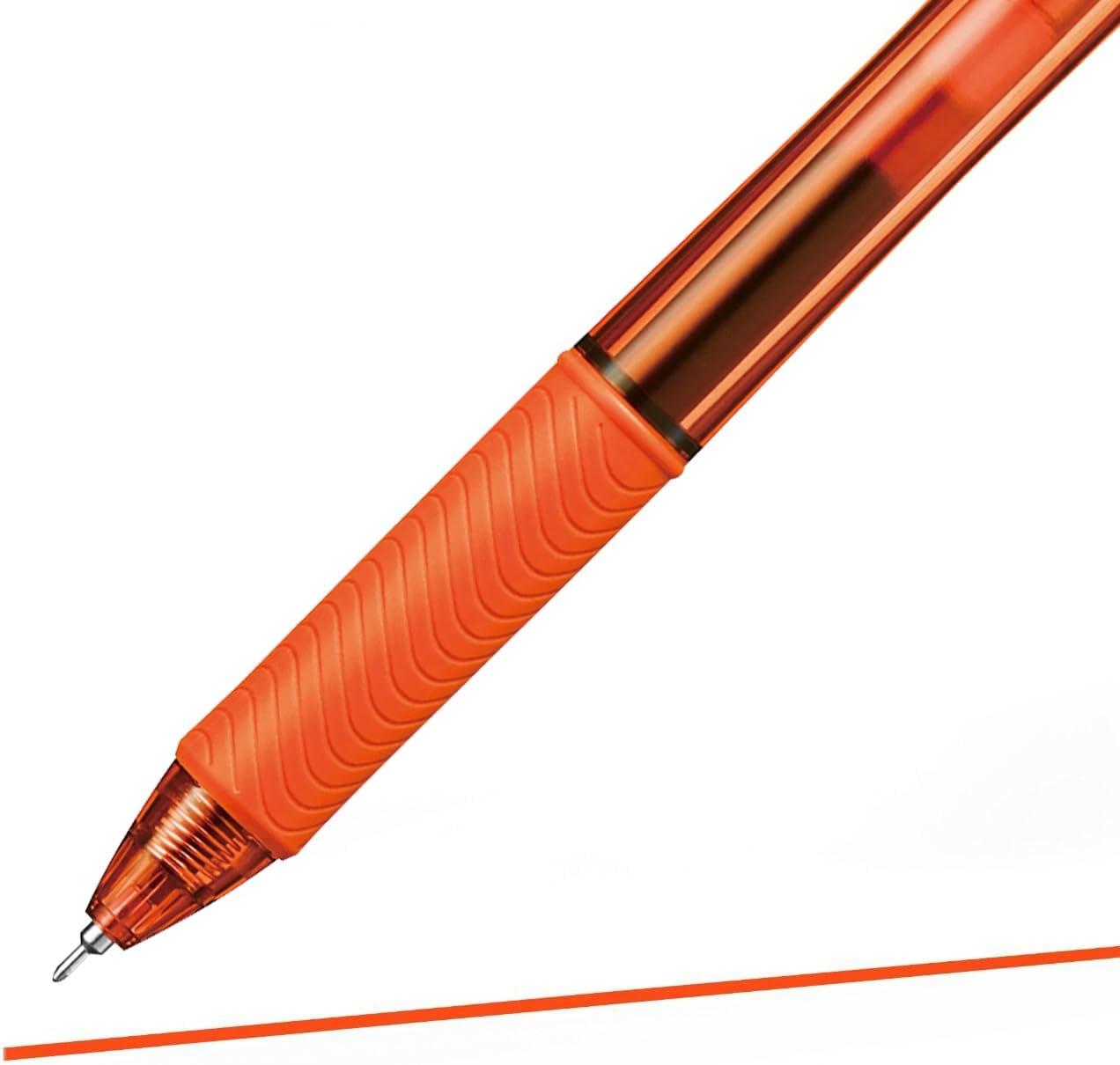image:imagePentel EnerGelX Retractable Liquid Gel Pen 05mm Needle Tip Fine Line Orange Ink Box of 12 BLN105F