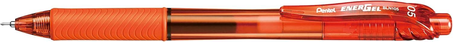 image:imagePentel EnerGelX Retractable Liquid Gel Pen 05mm Needle Tip Fine Line Orange Ink Box of 12 BLN105F