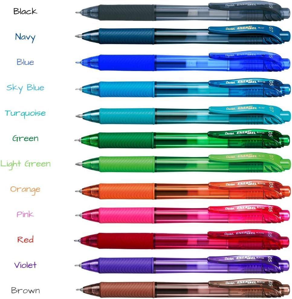 image:imagePentel EnerGelX Retractable Liquid Gel Pen 05mm Needle Tip Fine Line Orange Ink Box of 12 BLN105F