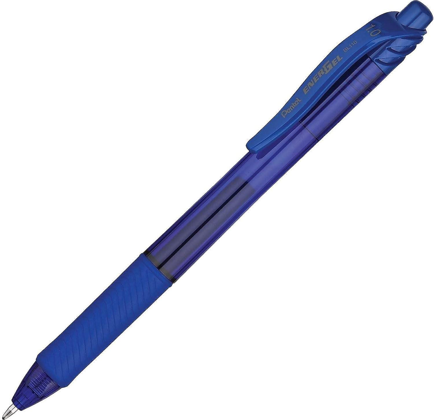 image:imagePentel EnerGelX Retractable Liquid Gel Pen 10mm Metal Tip Blue Ink Box of 12 BL110C