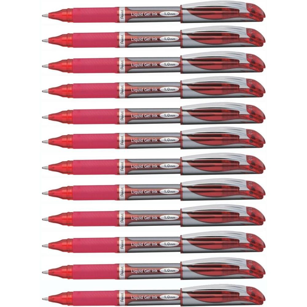 image:imagePentel ENERGEL Deluxe Liquid Gel Pen Bold Line Metal Tip Black Ink Box of 12 BL60ARed