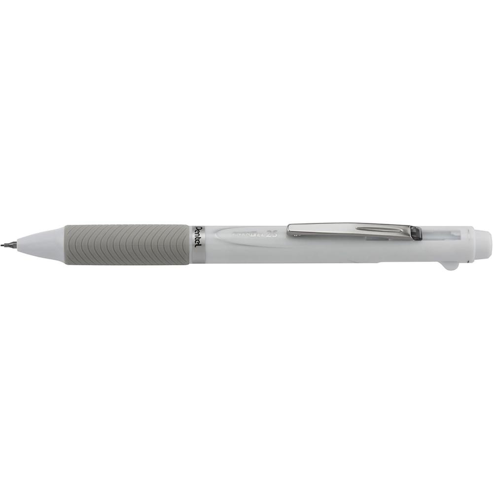 image:imagePentel EnerGel 2S MultiFunction 2Ink Pencil 05mm Fine Line BlackRed Ink05mm Pencil White Barrel BLW355WWhite
