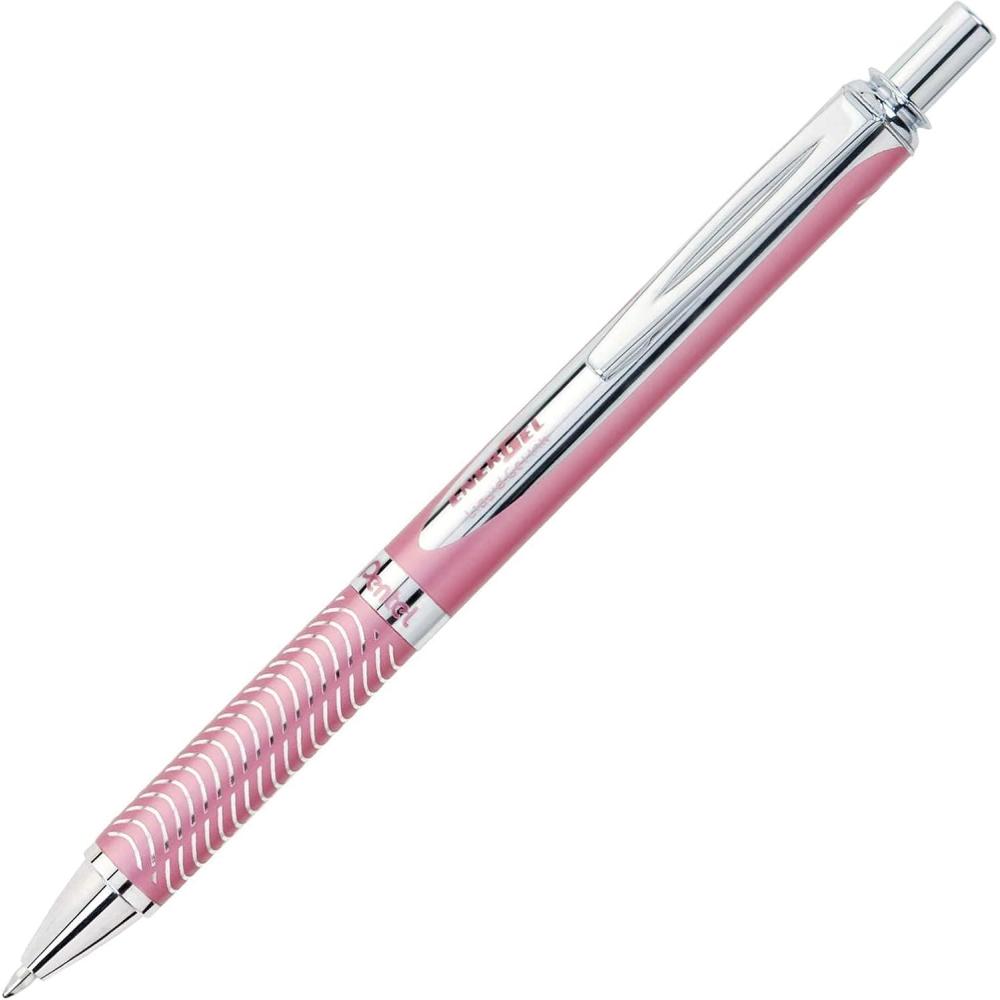 image:imagePentel EnerGel Alloy RT Premium Liquid Gel Pen 07mm Medium Line Pink Barrel Black Ink BL407PA