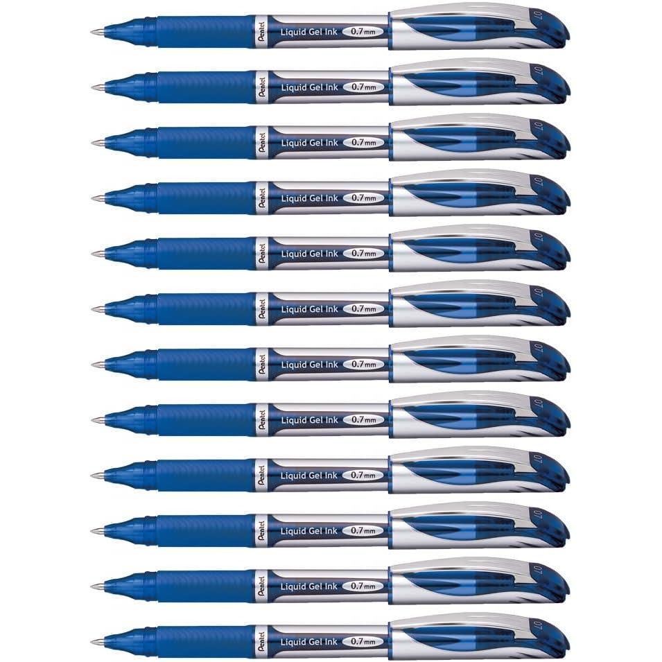 image:imagePentel EnerGel Deluxe Liquid Gel Pen Medium Line Metal Tip Black Ink Box of 12 BL57ABlue