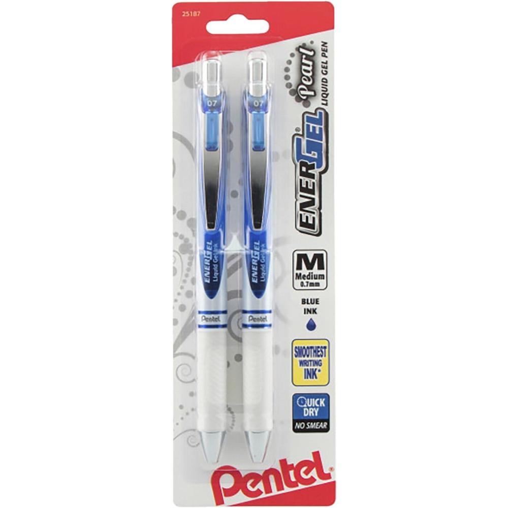 image:imagePentel EnerGel Pearl Deluxe RTX Retractable Liquid Gel Pen 07mm Accent Blue Ink 2 Pack BL77WBP2CBlue