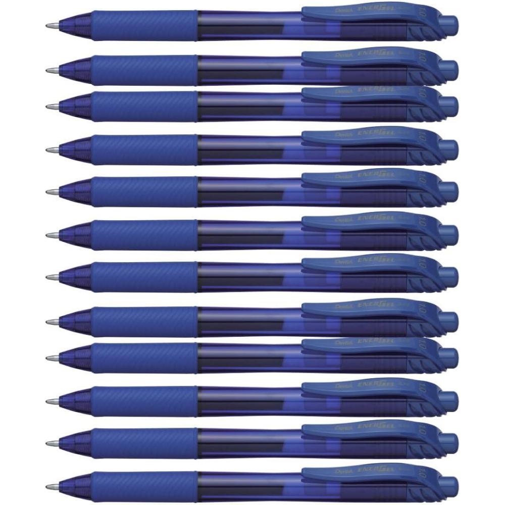image:imagePentel EnerGelX Retractable Liquid Gel Pen 10mm Metal Tip Blue Ink Box of 12 BL110C