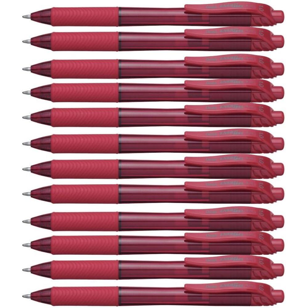 image:imagePentel EnerGelX Retractable Liquid Gel Pen 10mm Metal Tip Red Ink Box of 12 BL110B