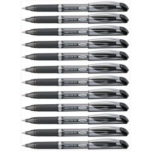 Pentel ENER-GEL Deluxe Liquid Gel Pen, Bold Line, Metal Tip, Black Ink, Box of 12 (BL60-A)(Black)