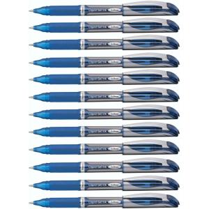 Pentel ENER-GEL Deluxe Liquid Gel Pen, Bold Line, Metal Tip, Black Ink, Box of 12 (BL60-A)(Blue)