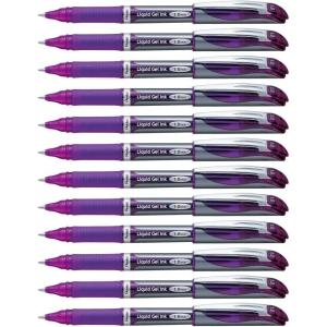 Pentel ENER-GEL Deluxe Liquid Gel Pen, Bold Line, Metal Tip, Black Ink, Box of 12 (BL60-A)(Violet)