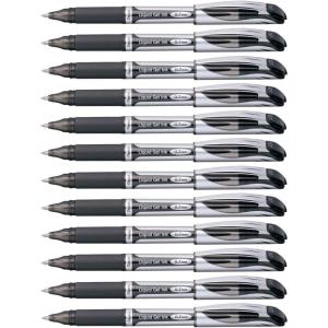 Pentel EnerGel Deluxe Liquid Gel Pen, Medium Line, Metal Tip, Black Ink, Box of 12 (BL57-A)(Black)