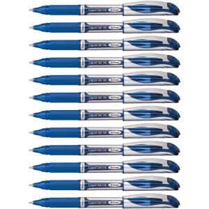 Pentel EnerGel Deluxe Liquid Gel Pen, Medium Line, Metal Tip, Black Ink, Box of 12 (BL57-A)(Blue)