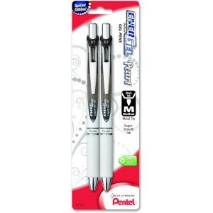 Pentel EnerGel Pearl Deluxe RTX Retractable Liquid Gel Pen, (0.7mm), Accent, Blue Ink, 2 Pack (BL77WBP2C)(Black)