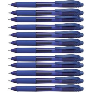 Pentel EnerGel-X Retractable Liquid Gel Pen (1.0mm) Metal Tip, Blue Ink, Box of 12 (BL110-C)