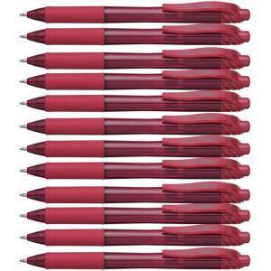 Pentel EnerGel-X Retractable Liquid Gel Pen (1.0mm) Metal Tip, Red Ink, Box of 12 (BL110-B)