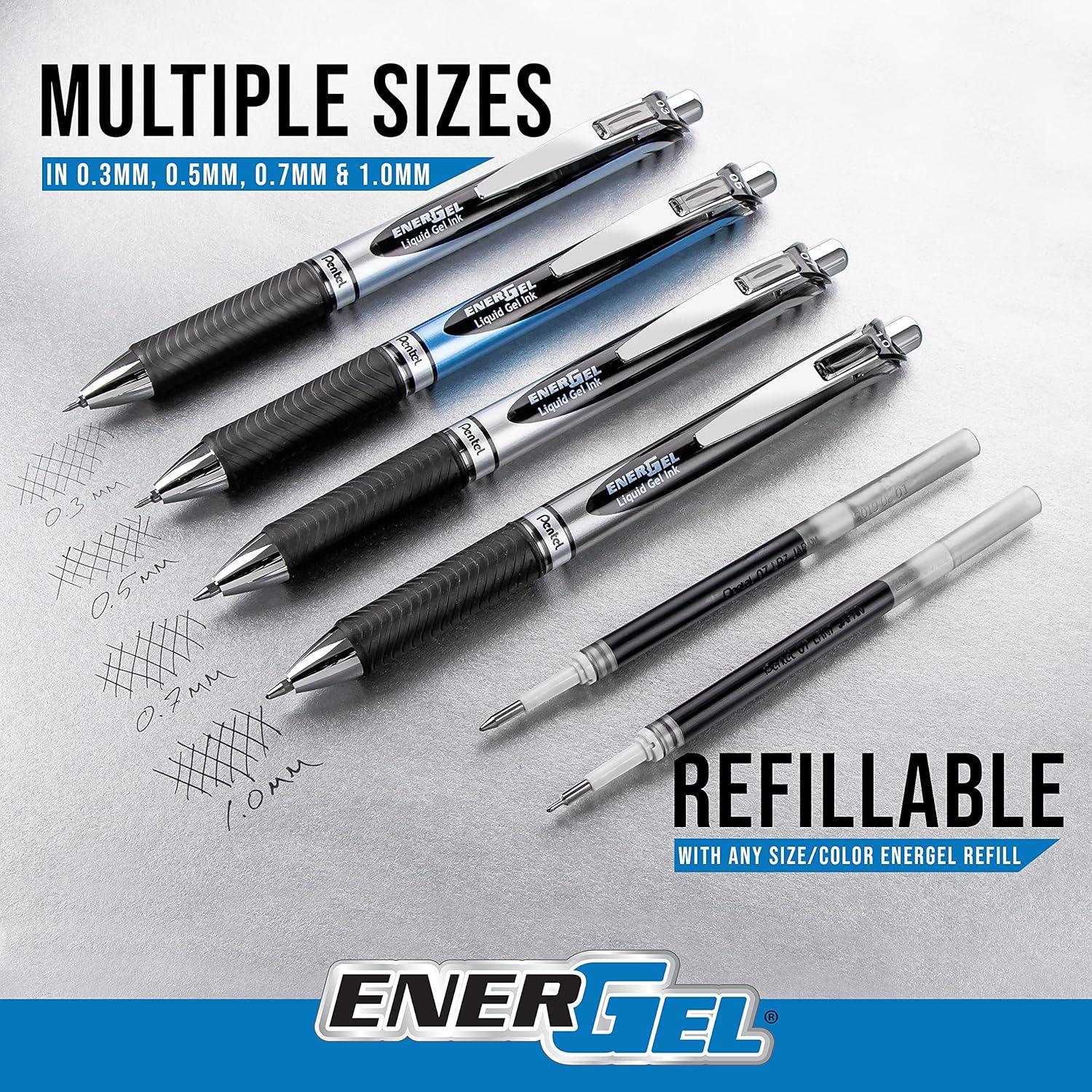 image:imagePentel EnerGelX Retractable Liquid Gel Pen 05mm Needle Tip Assorted Ink Pack of 5 BLN105BP5M