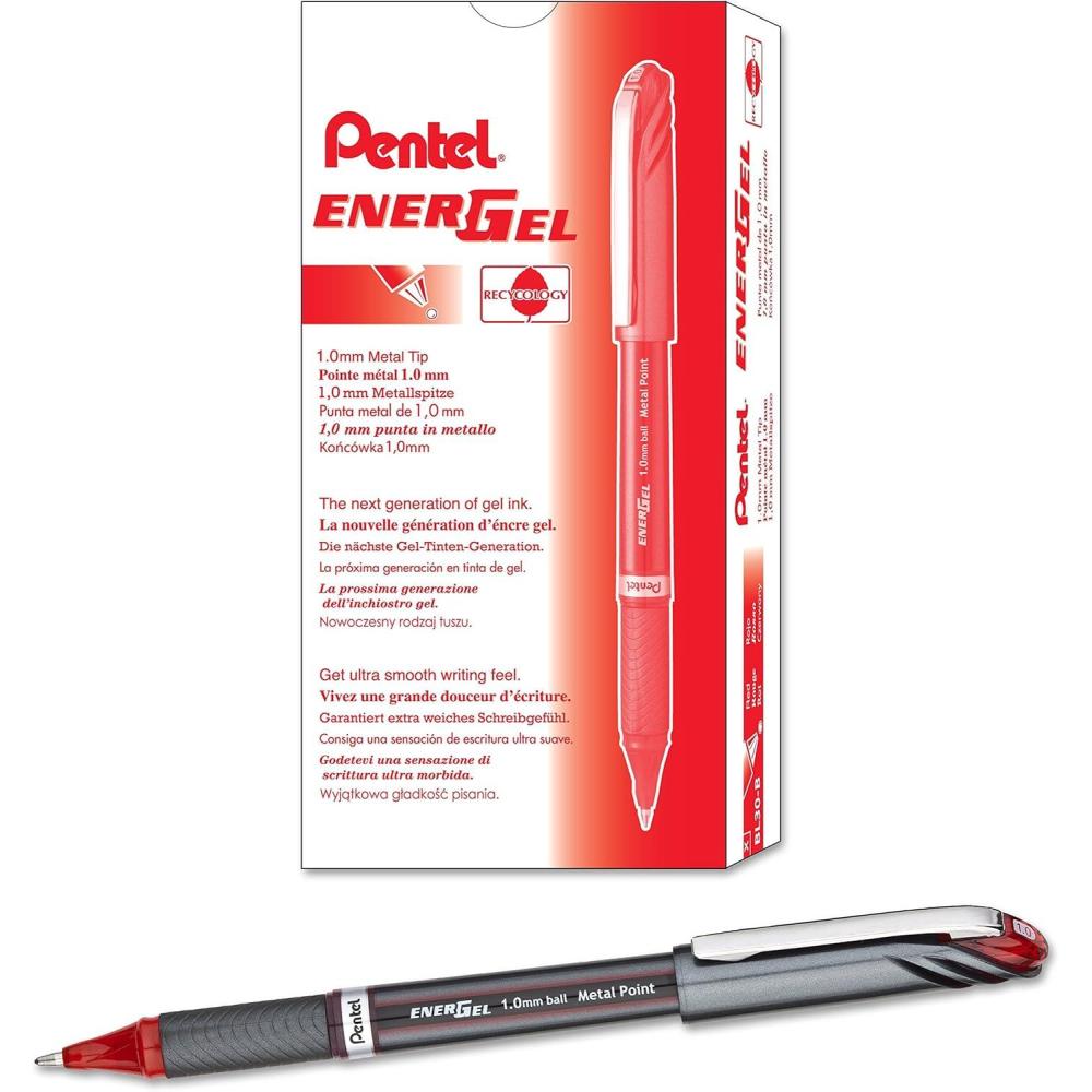 image:imagePentel ENERGEL NV Liquid Gel Pen 10mm Barrel Black Ink Box of 12 BL30ARed