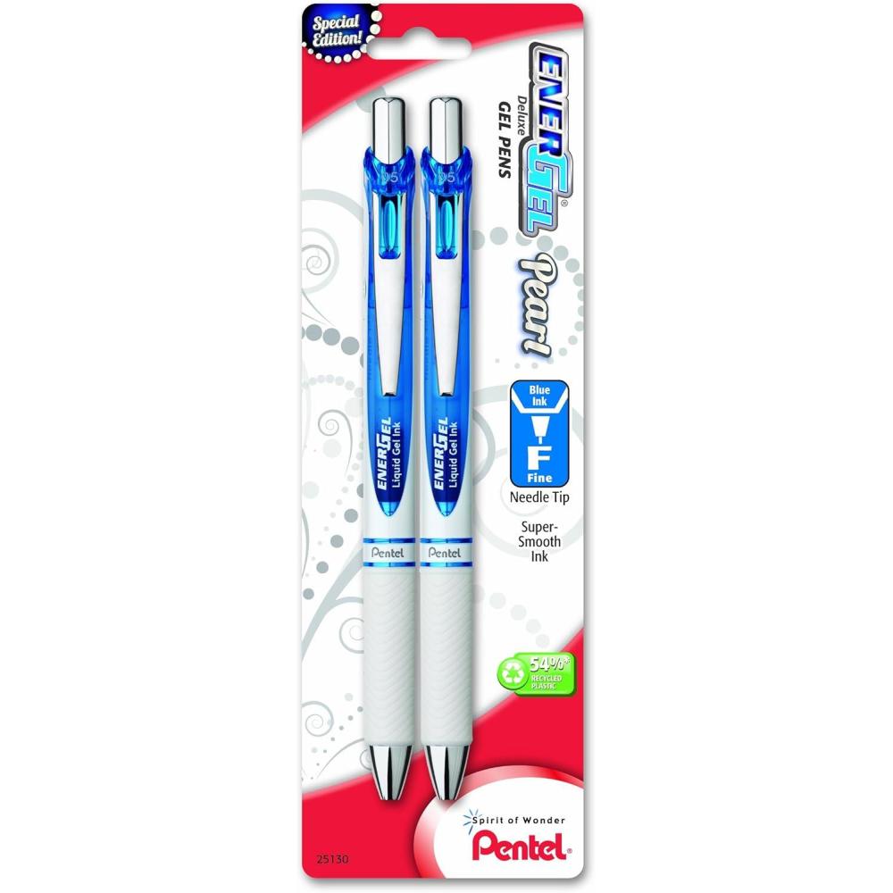 image:imagePentel Pearl Deluxe RTX Liquid Gel Pen 05mm Fine Line Needle Tip BLN75WBP2ABlue