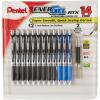 Pentel EnerGel RTX Retractable Metal Tip Pen, 0.7mm, 9 Black Ink, 3 Blue Ink with 2 Refills (BL77O14C)(Black/Blue)