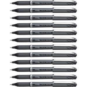 Pentel ENER-GEL NV Liquid Gel Pen, 1.0mm, Barrel, Black Ink, Box of 12 (BL30-A)(Black)